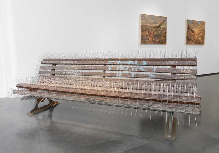 Installation view of Lawrie Shabibi's group exhibition 'Scripted Reality'. Courtesy Lawrie Shabibi, Ayman Baalbaki and Nadia Kaabi-Linke