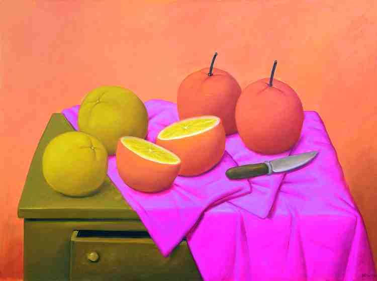 fernando botero - oranges - 2004 - oil on canvas - courtesy custot gallery dubai and the artist