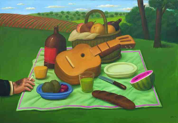 fernando botero - picnic - 2002 - oil on canvas - courtesy custot gallery dubai and the artist