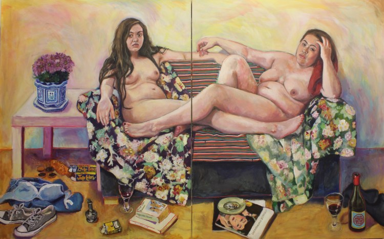 88(two fat ladies)_acrylic on two canvases_244x122cm_june 2017 copy
